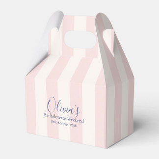 Pink Striped Retro Bachelorette Weekend Favor Box