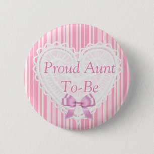 Pink Striped Shabby Chic Baby Shower Button