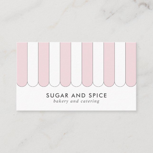 Pink Striped Store Front Business Card (Front)