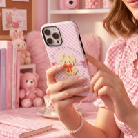 Pink Striped Sweet Bunny Soft iPhone 14 Case