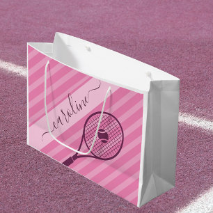 Pink Striped Tennis Racket Gift Bag