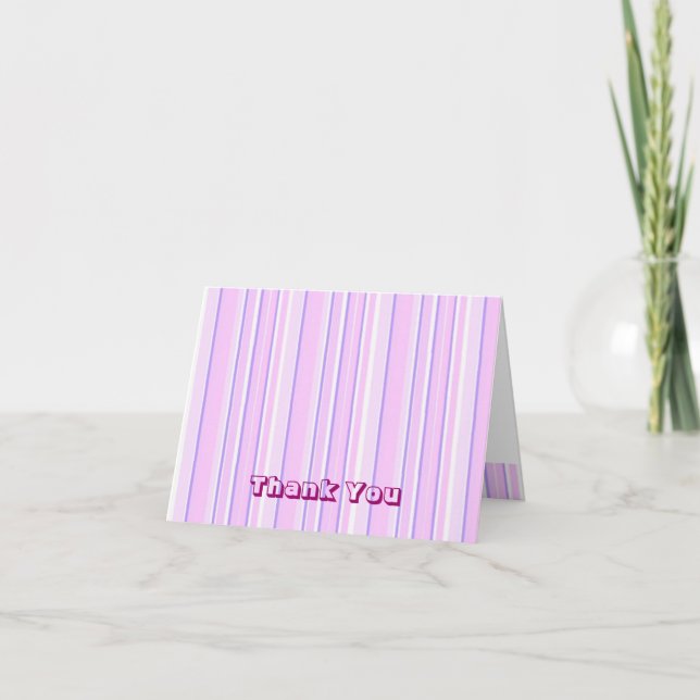 Pink Striped Thank You Card (Front)