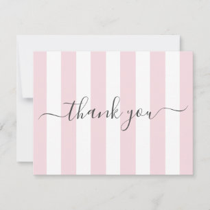Pink Striped Thank You Note Card
