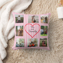 Pink Striped We Are Family  8 Photo Collage 