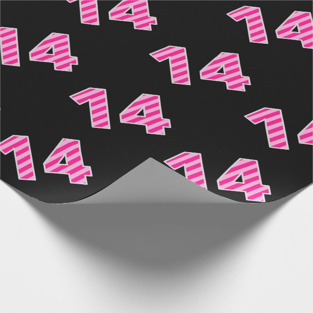 Pink Stripes 14 Event # (Birthday, Anniversary) Wrapping Paper (Corner)