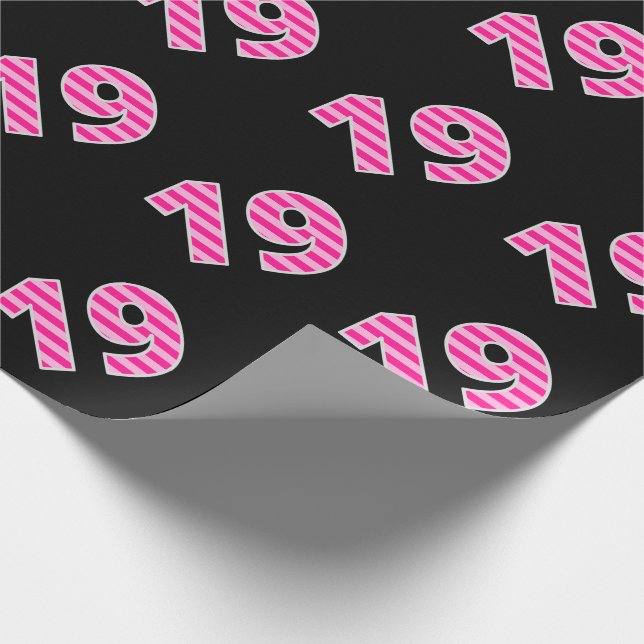 Pink Stripes 19 Event # (Birthday, Anniversary) Wrapping Paper (Corner)
