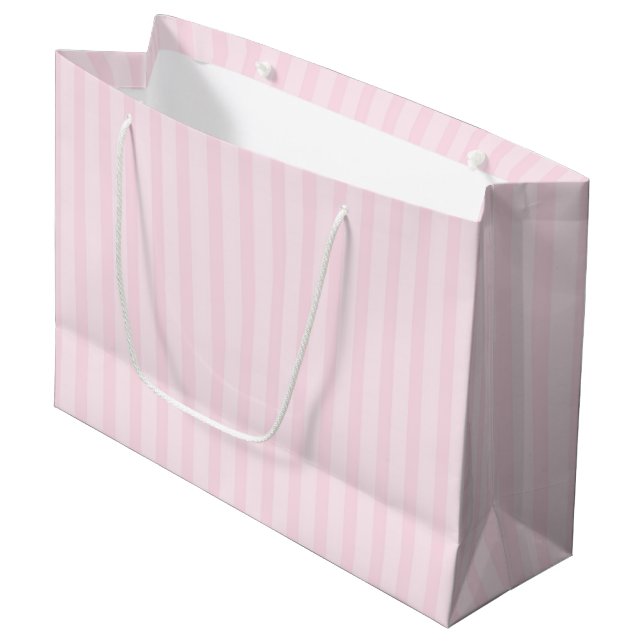 Pink Stripes 1 Large Gift Bag (Front Angled)