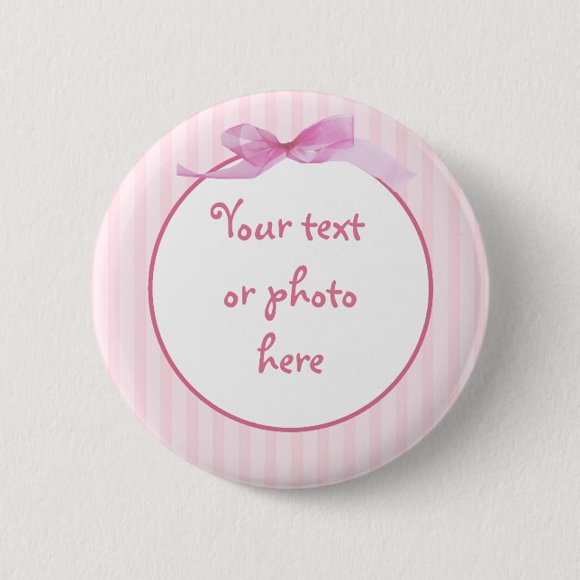 Pink Stripes 2 Inch Round Button (Front)