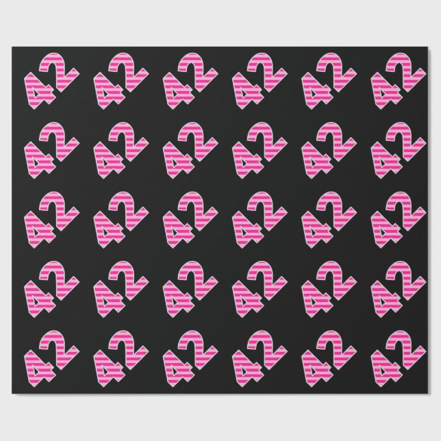 Pink Stripes 42 Event # (Birthday, Anniversary) Wrapping Paper (Flat)