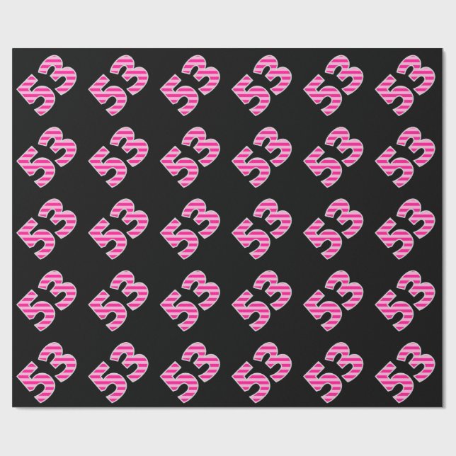 Pink Stripes 53 Event # (Birthday, Anniversary) Wrapping Paper (Flat)