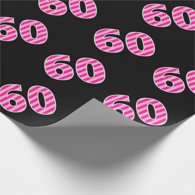 Pink Stripes 60 Event # (Birthday, Anniversary) Wrapping Paper (Corner)