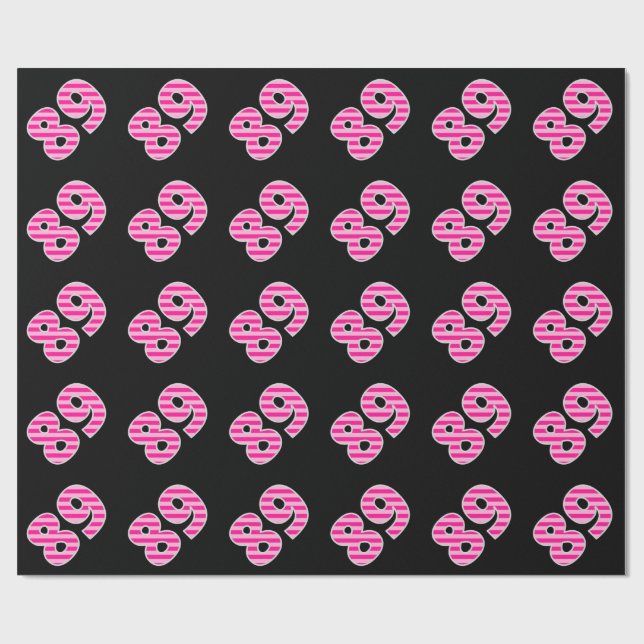 Pink Stripes 89 Event # (Birthday, Anniversary) Wrapping Paper (Flat)