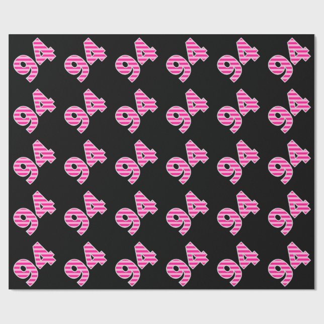 Pink Stripes 94 Event # (Birthday, Anniversary) Wrapping Paper (Flat)