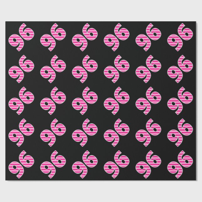 Pink Stripes 96 Event # (Birthday, Anniversary) Wrapping Paper (Flat)