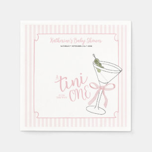 Pink Stripes A Tini One is On They Way Cocktail Napkin