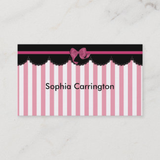 Pink Stripes and Black Lace Business Card