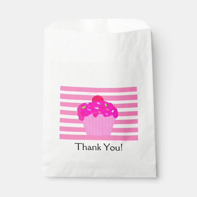 Pink Stripes and Cupcake Favour Bag (Front)