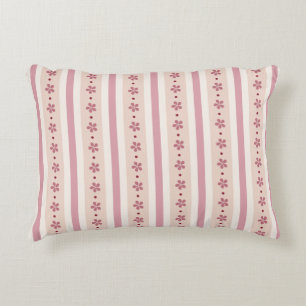 Pink Stripes And Flowers Accent Pillow