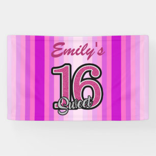 Pink Stripes And Glitter Numbers Banner
