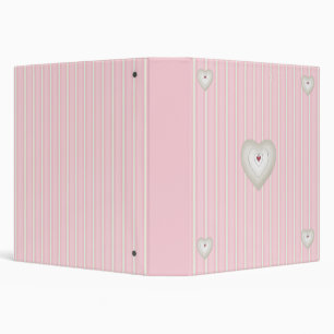 Pink Stripes and Hearts 1,5 pouces Classeur
