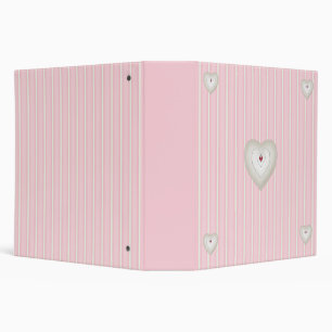 Pink Stripes and Hearts 2inch Binder