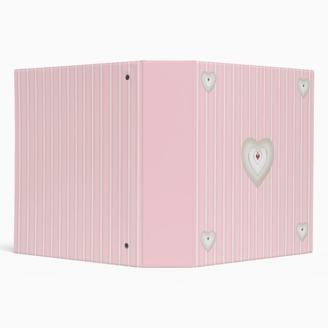 Pink Stripes and Hearts 2inch Binder (Background)