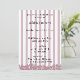 Pink Stripes and Lace Bridal Shower Invitation