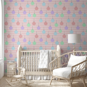 Pink Stripes and Polka Dot Christmas Balls Wallpaper