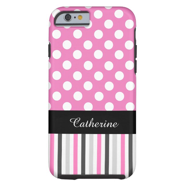 Pink Stripes and Polka Dot iPhone 6 case (Back)