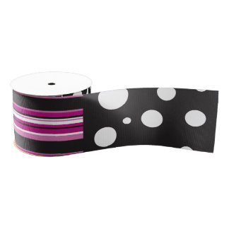 Pink Stripes and Polka Dots Grosgrain Ribbon