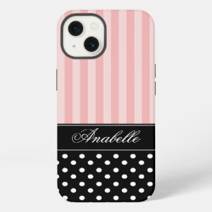 Pink Stripes and Polka Dots iPhone 13 Case