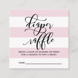 Pink Stripes Baby Shower Diaper Raffle Request Enclosure Card