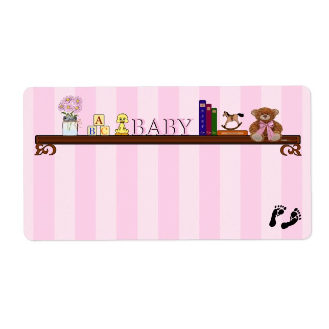 Pink Stripes Baby Shower Guest Name Tag- (Front)