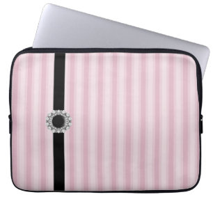 Pink Stripes Black Diamond Laptop Sleeve