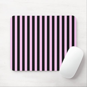 Pink Stripes, Black Stripes, Striped Pattern Mouse Pad
