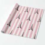 Pink stripes bleck Eiffel tower Paris theme Wrapping Paper<br><div class="desc">Pink stripes black Eiffel tower Paris theme Wrapping Paper
Matching items are available.</div>