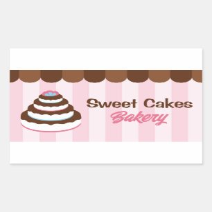 Pink Stripes Cake Bakery with Chocolate Awning Sticker