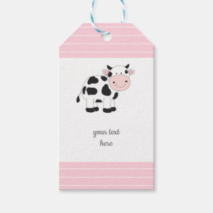 Pink Stripes Cow Gift Tags