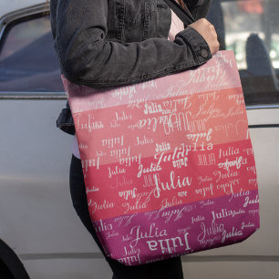 pink stripes. create a pinkish pattern of names tote bag