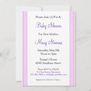 Pink Stripes Custom Baby Shower Invitations