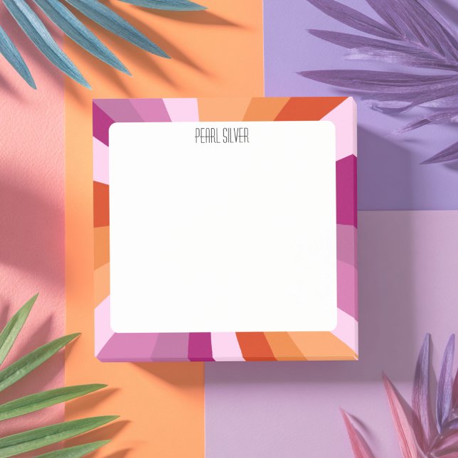 Pink Stripes CUSTOM Chic Monogram Personalized Post-it Notes (Pink Purple Orange Bold Stripes CUSTOM Chic Monogram Personalized Post-it Notes
)