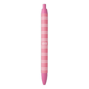 Pink Stripes custom monogram pens
