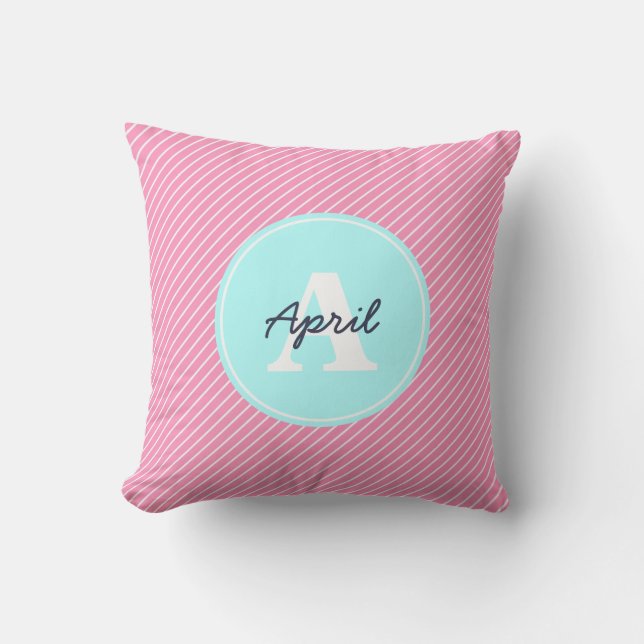 Pink Stripes Custom Throw Pillow (Front)