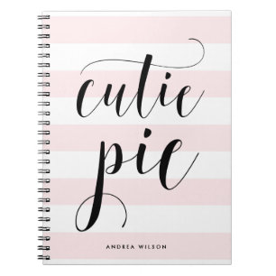 Pink Stripes Cutie Pie Calligraphy Personalized Notebook