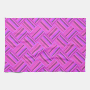 Pink stripes diagonal weave pattern kitchen towel