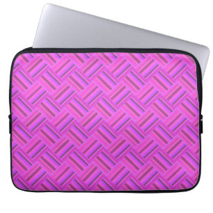 Pink stripes diagonal weave pattern laptop sleeve