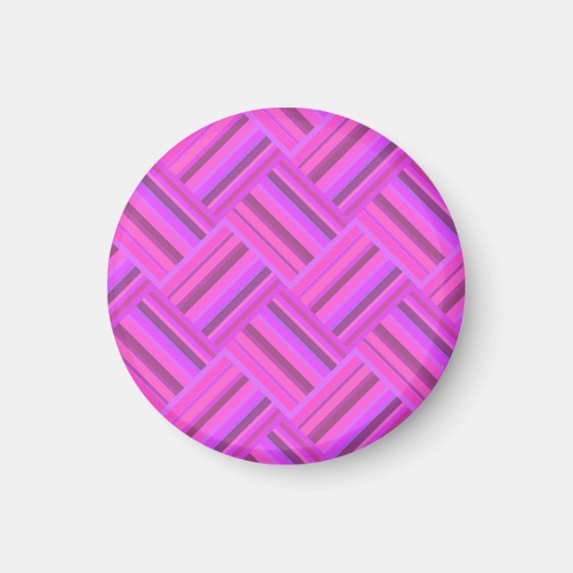 Pink stripes diagonal weave pattern magnet (Front)