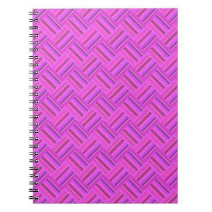 Pink stripes diagonal weave pattern notebook
