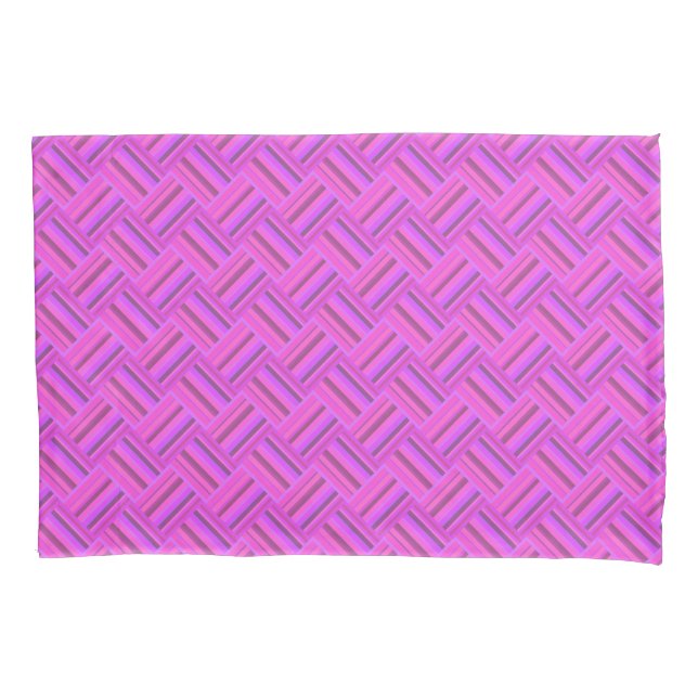 Pink stripes diagonal weave pattern pillowcase (Front)