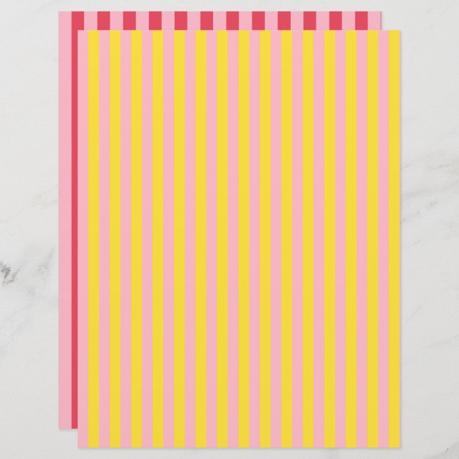 Pink stripes double-sided scrapbook paper (Front/Back)